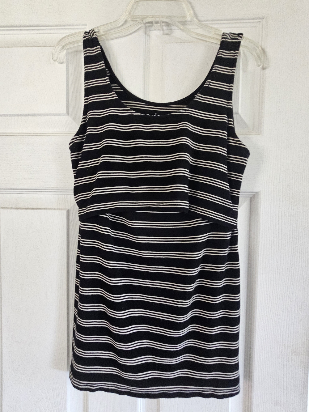 Maternity Striped Black & White Nursing Tank